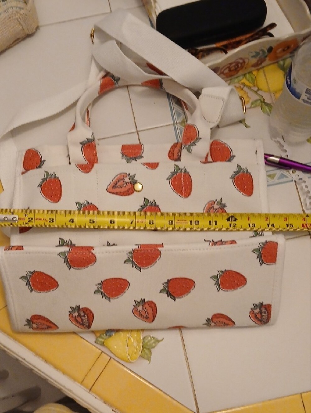 Coach White Canvas Tote with Red Strawberry Motif - Picture 3 of 8